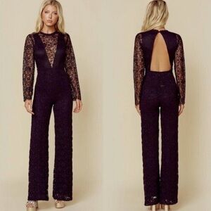 Free People Black Lace Wide Leg Jumpsuit